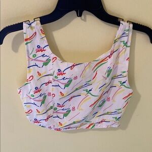 Urban Outfitters White Tank Top with Colorful Scribble Print